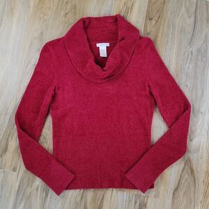 💜Worthington Red Cowl Neck Soft Long Sleeve Sweater Medium